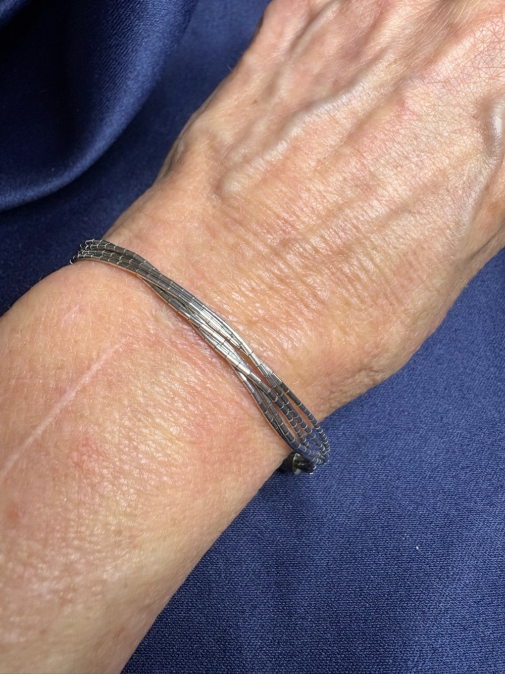 Bracelet 925 Liquid Sterling Silver Multi-Strand - Picture 4 of 6